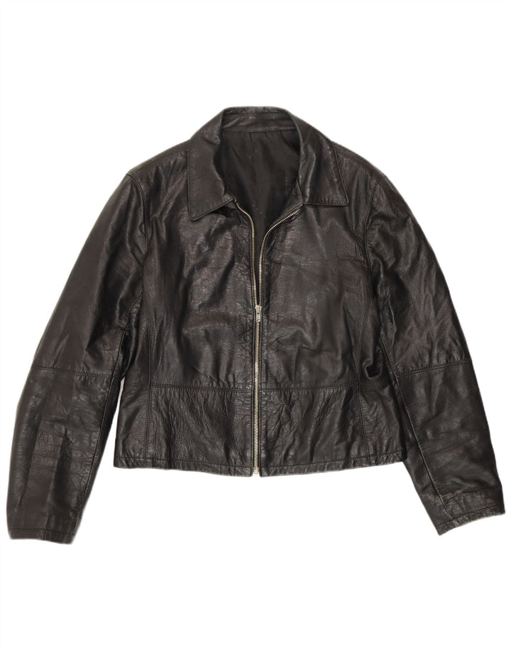 Vintage ženska kožna jakna IT 48 XL crna