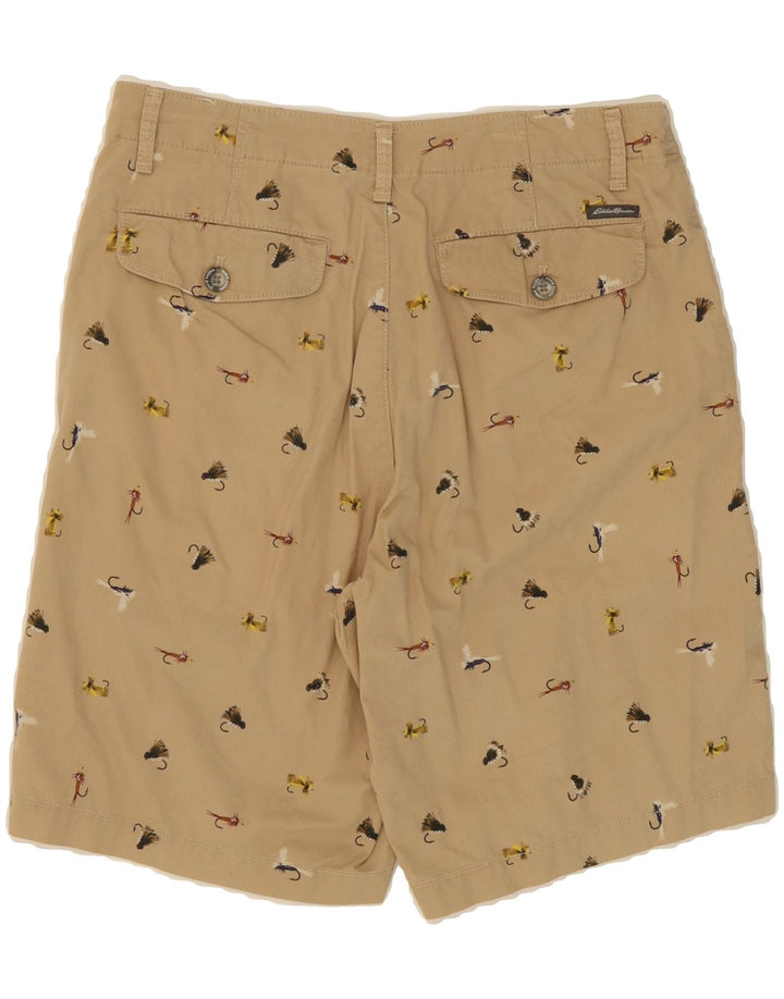 EDDIE BAUER Mens Abstract Pattern Chino Shorts W32 Medium  Beige Cotton Vintage Eddie Bauer and Second-Hand Eddie Bauer from Messina Hembry 