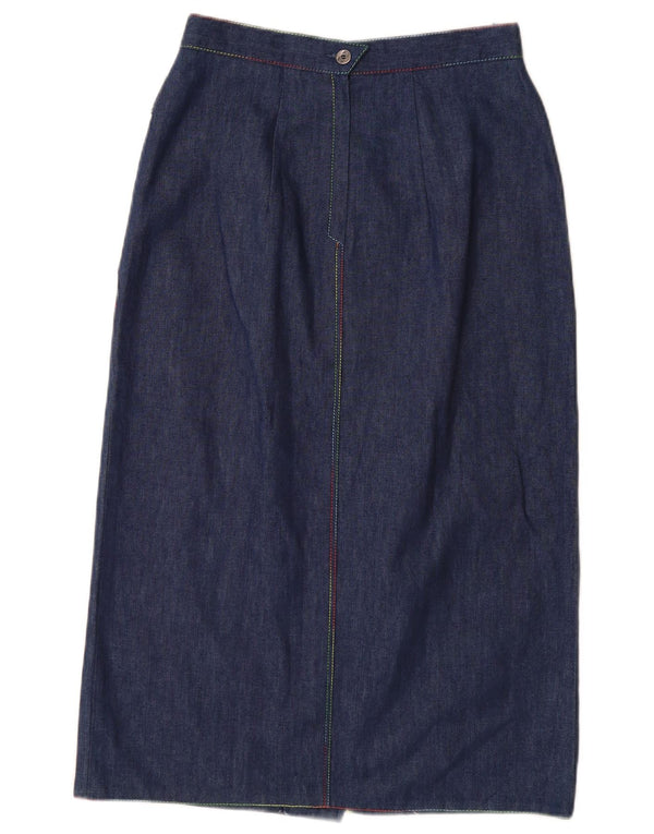 VINTAGE Womens High Waist Denim Skirt EU 38 Medium W26  Navy Blue Cotton