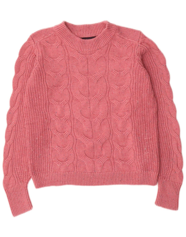 Marks & Spencer ženski džemper s okruglim izrezom UK 10 Small Pink Flected