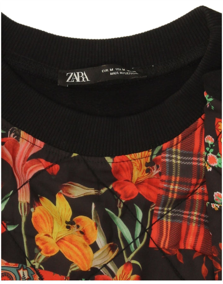 Zara ženska prekomjerna majica s kratkim rukavima UK 14 srednje crna patchwork