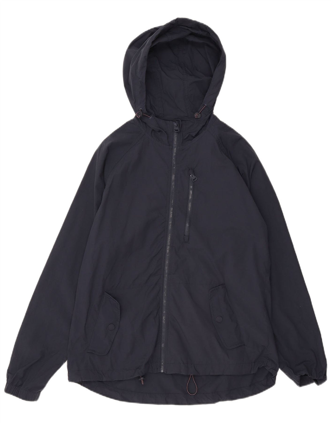 FAT FACE Womens Oversized Hooded Rain Jacket UK 10 Small  Navy Blue Cotton