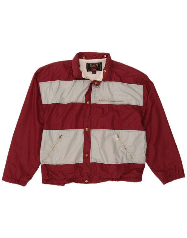 CAMPRI muška bomber jakna s kapuljačom UK 40 veliki bordo prugasti poliester