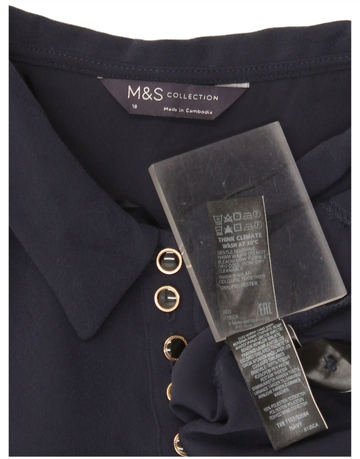 Marks & Spencer ženska haljina dugih rukava na pomak UK 18 XL tamnoplava poliester