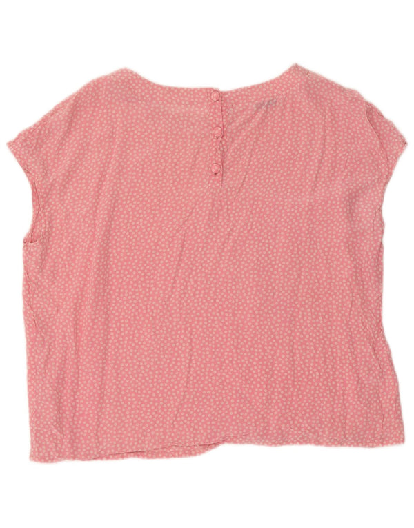Vintage Womens Blouse Top UK 14 Large Pink Polka Dot Silk