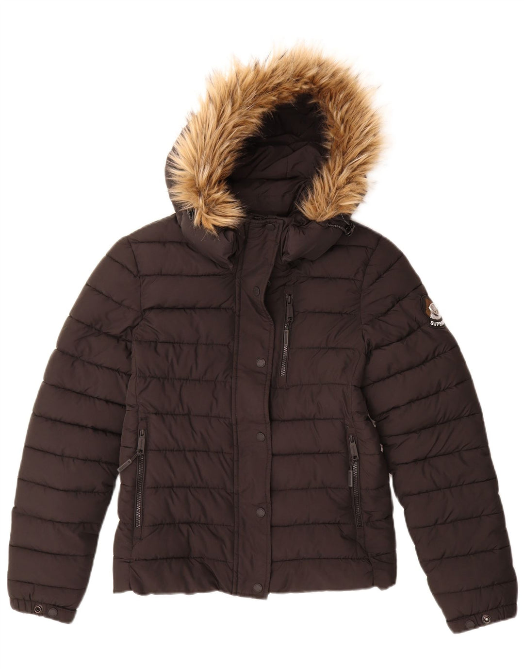 Superdry ženska podstavljena jakna s kapuljačom UK 10 Mala crna najlonska
