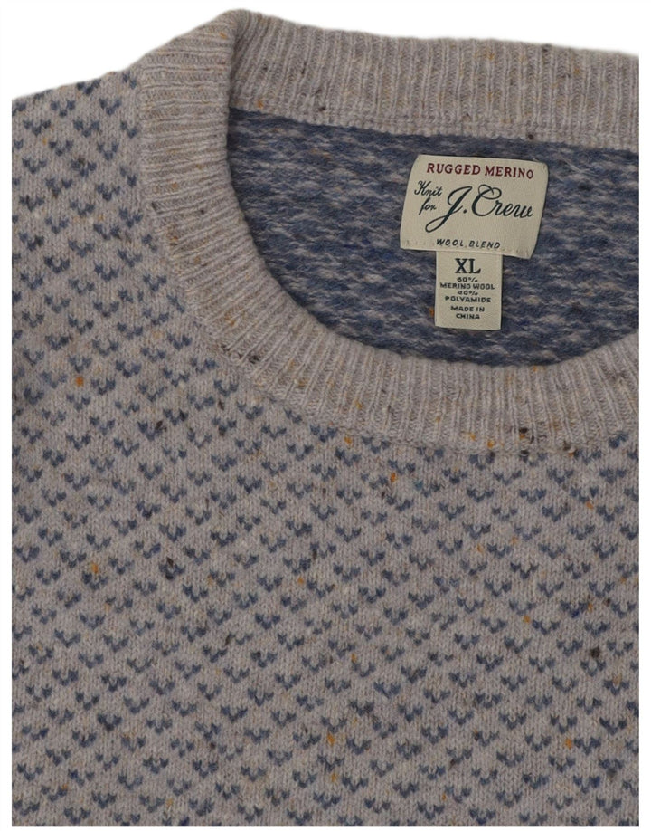 J. CREW Ženski džemper s morskim izrezom UK 18 XL Plava Fair Isle vuna