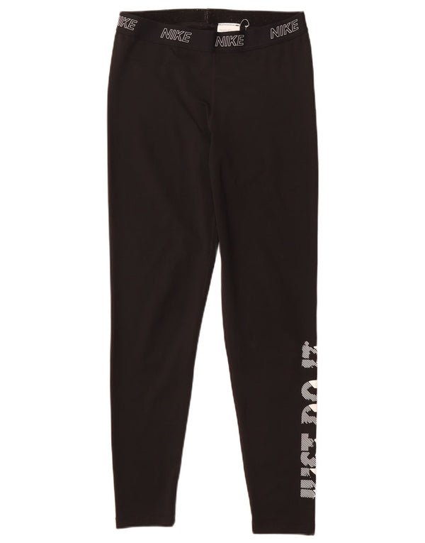 Nike Ženske Dri Fit Graphic Leggings UK 14 Veliki crni poliester
