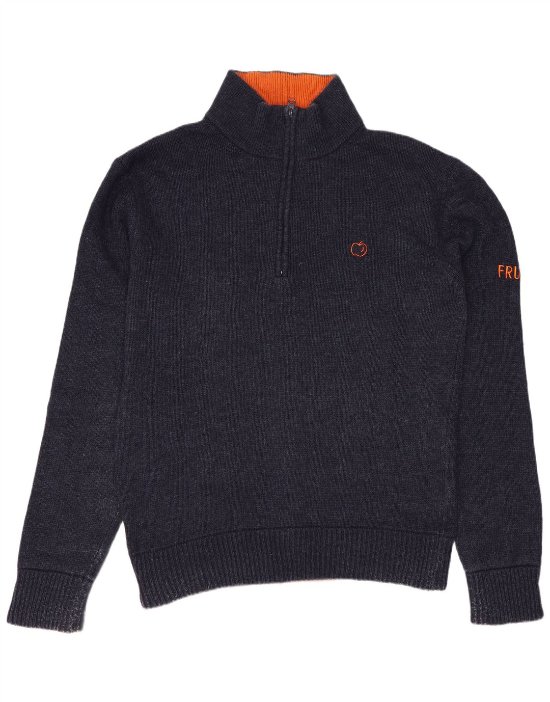 VINTAGE muški džemper s izrezom s patentnim zatvaračem srednje tamnoplave vune