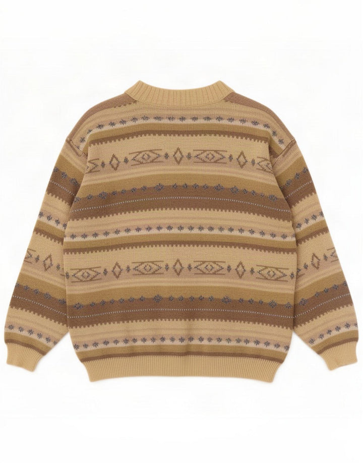 Settebello muški kardigan pulover Large Brown Geometric