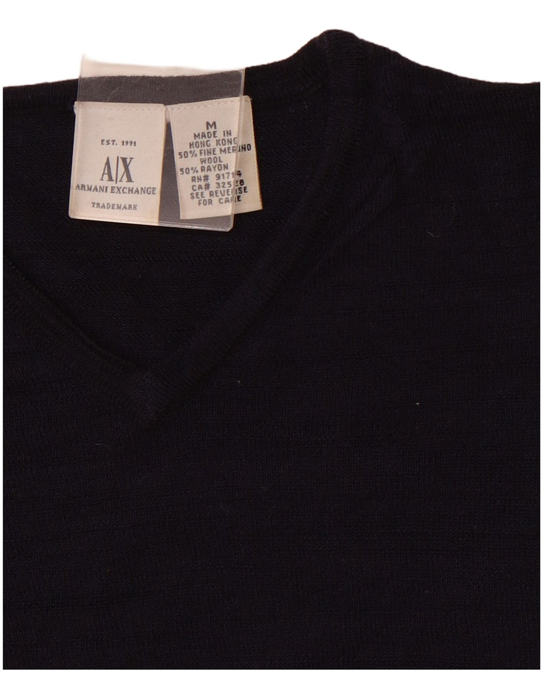 ARMANI EXCHANGE Ženski džemper s V-izrezom UK 12 srednje tamnoplava