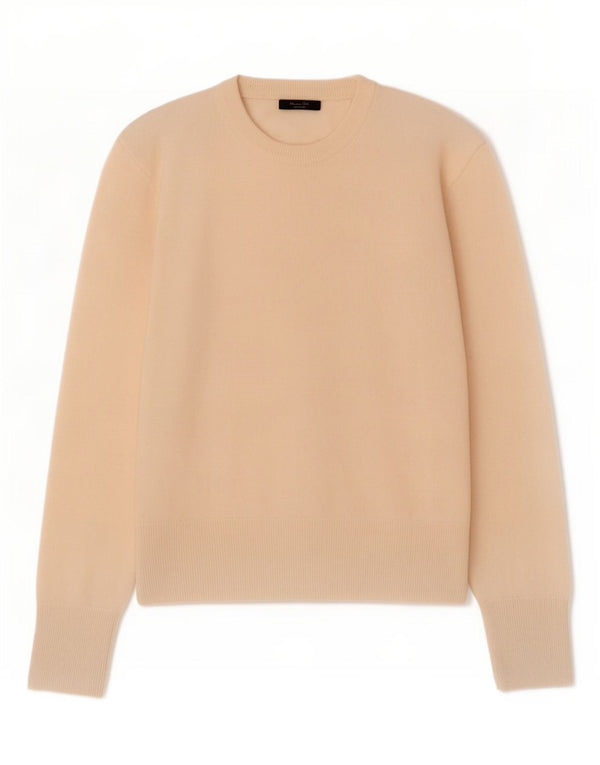 Massimo Dutti Womens Crew Neck Jumper Sweater UK 14 Medium Beige