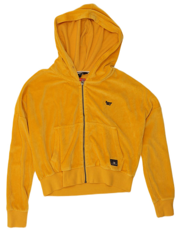 Superdry ženski prekomjerni pulover s kapuljačom od velura s patentnim zatvaračem UK 10 Mala žuta