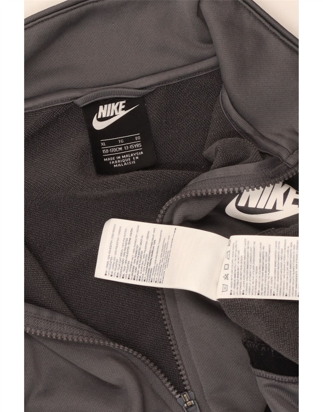 NIKE Boys Tracksuit Top Jacket 13-14 Years XL  Grey Colourblock Polyester
