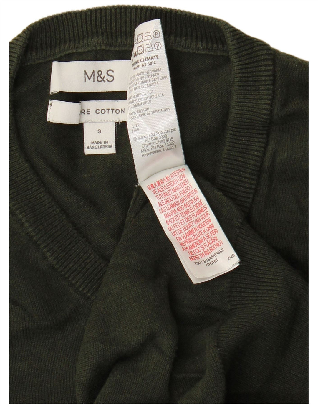 Marks & Spencer muški pulover s okruglim izrezom, mali zeleni pamuk