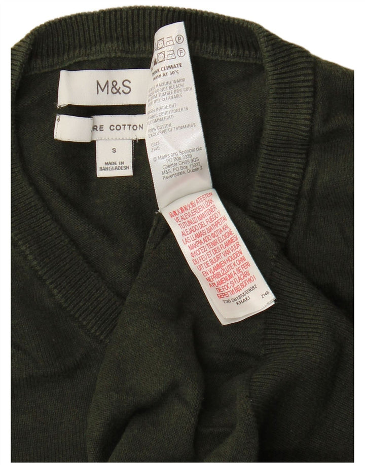 Marks & Spencer muški pulover s okruglim izrezom, mali zeleni pamuk