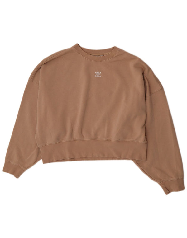 Adidas kratki ženski džemper prekomjerne majice UK 10 Small Beige
