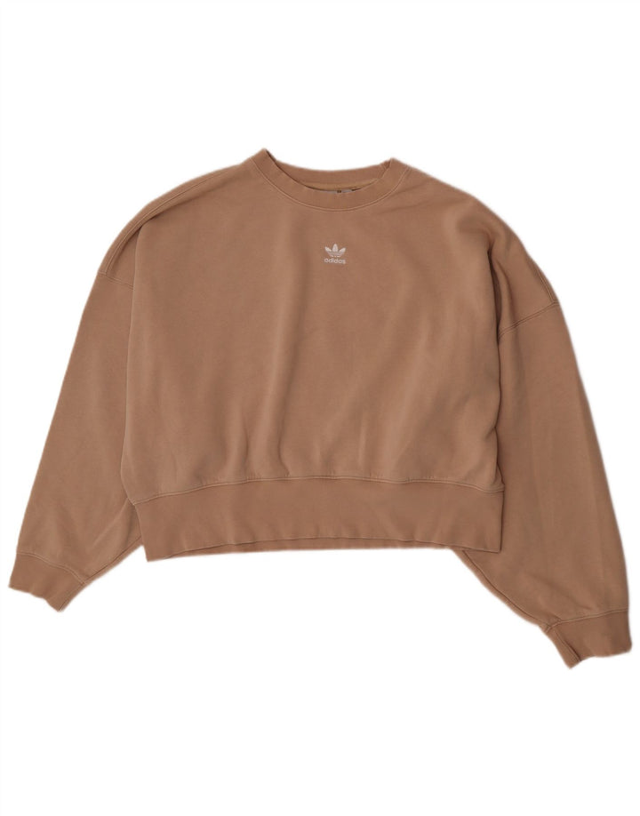 Adidas kratki ženski džemper prekomjerne majice UK 10 Small Beige