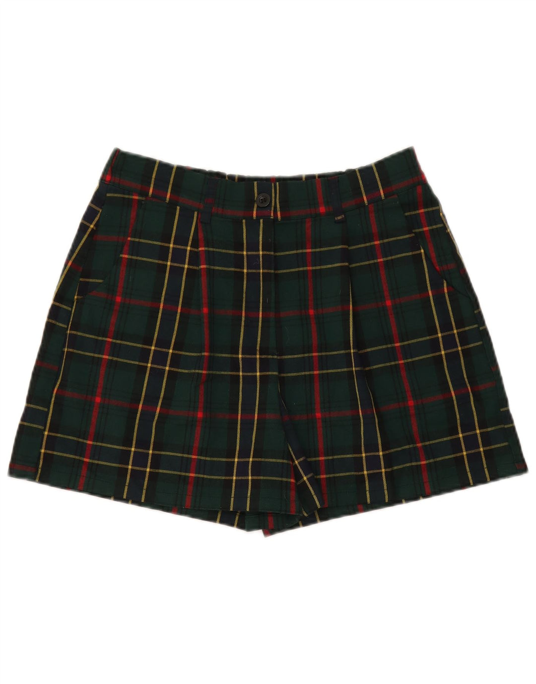 Lijepe i elegantne ženske chino kratke hlače, veliki W32, zeleni karirani poliester