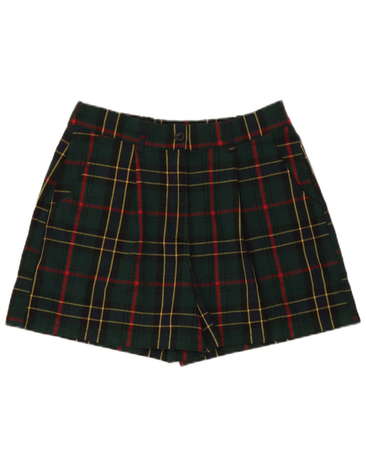 Lijepe i elegantne ženske chino kratke hlače, veliki W32, zeleni karirani poliester