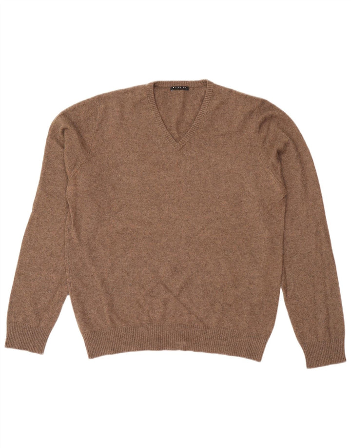 Sisley ženski džemper s V-izrezom UK 18 XL smeđi