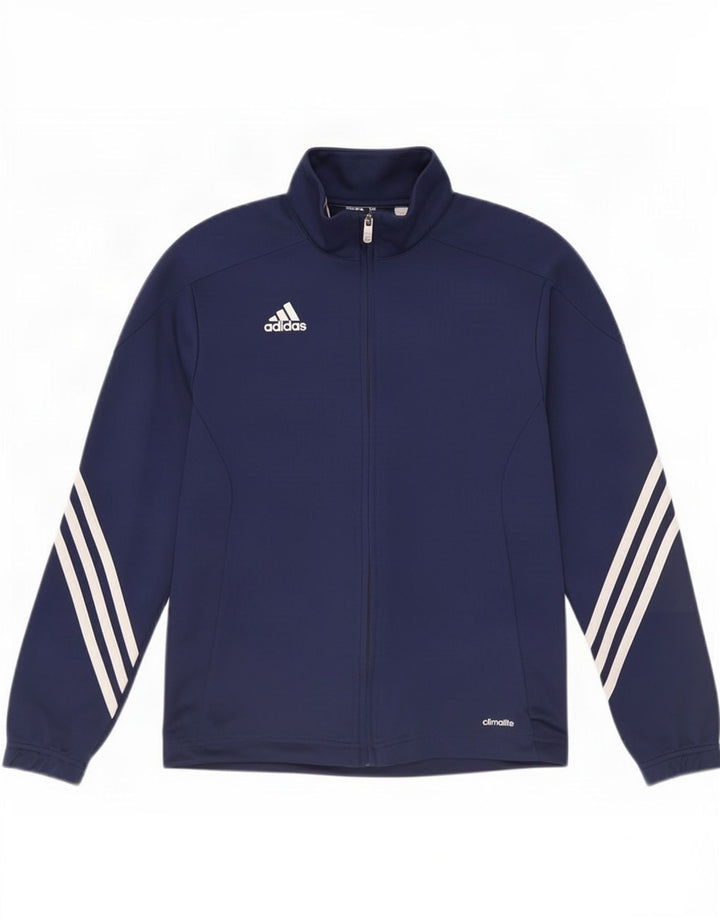 Gornja jakna za trenirku Adidas Climalite za dječake 11-12 godina tamnoplava poliester