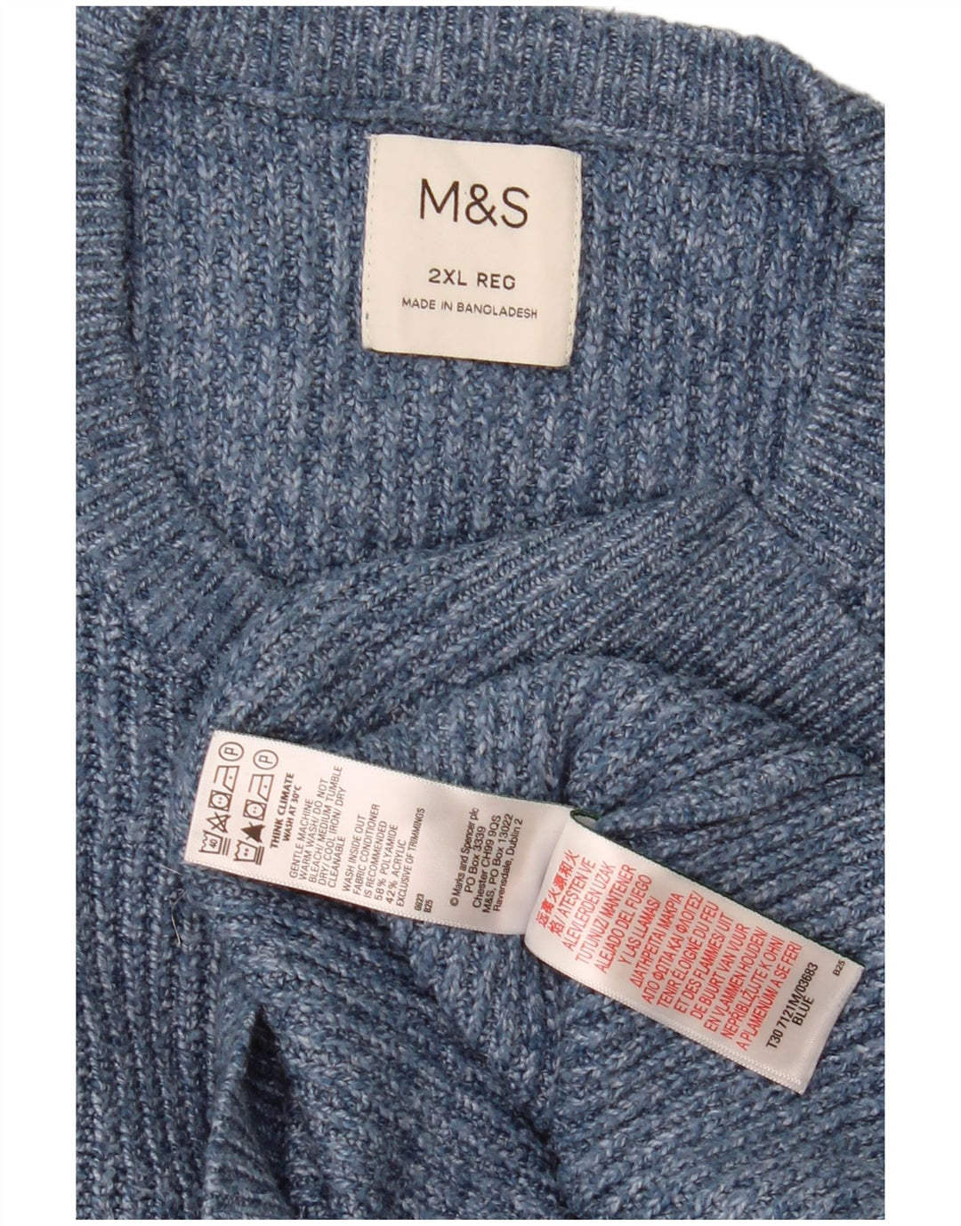 Marks & Spencer muški džemper s okruglim izrezom 2XL plavi pjegavi poliamid