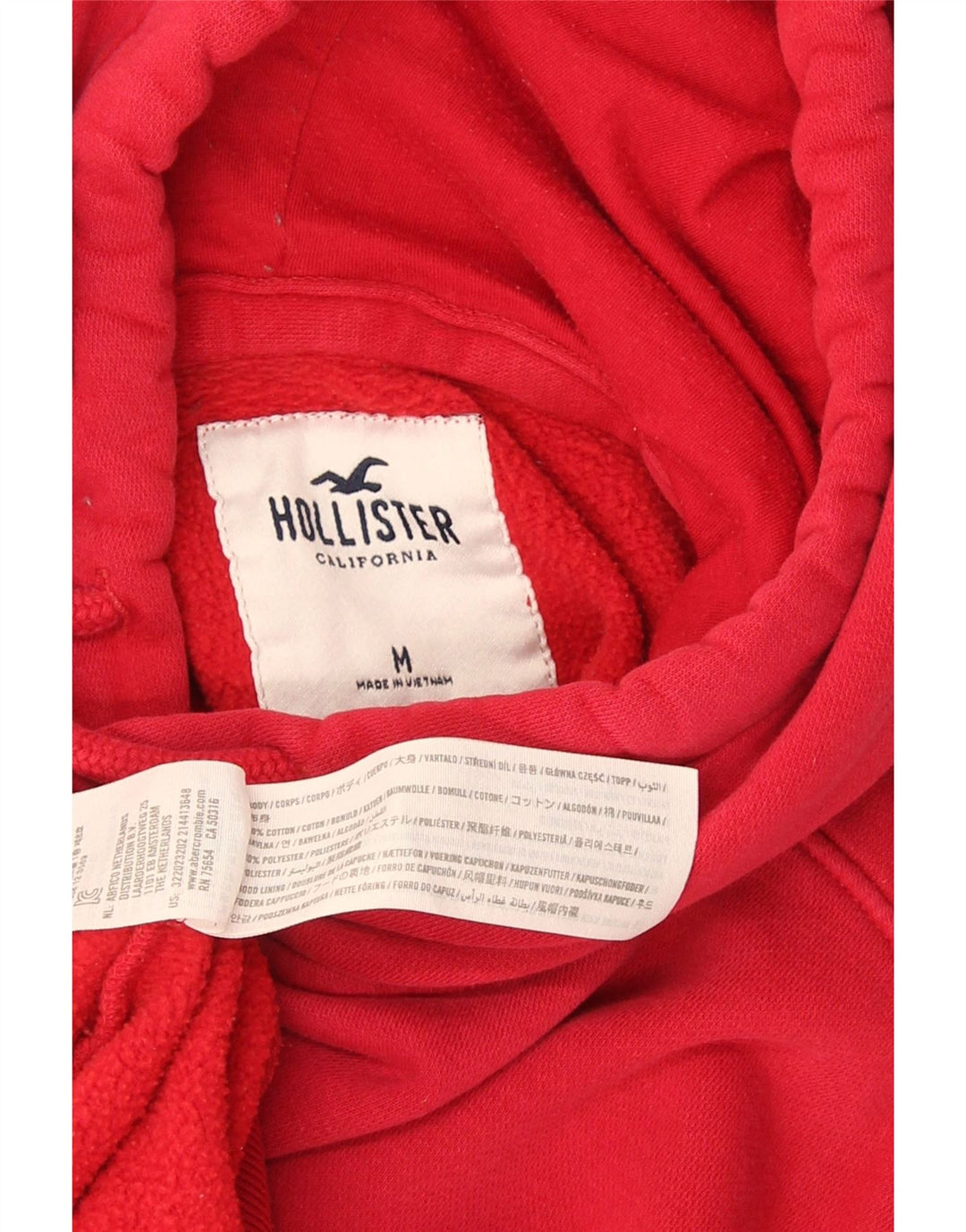 Hollister muška majica s kapuljačom, srednji crveni pamuk
