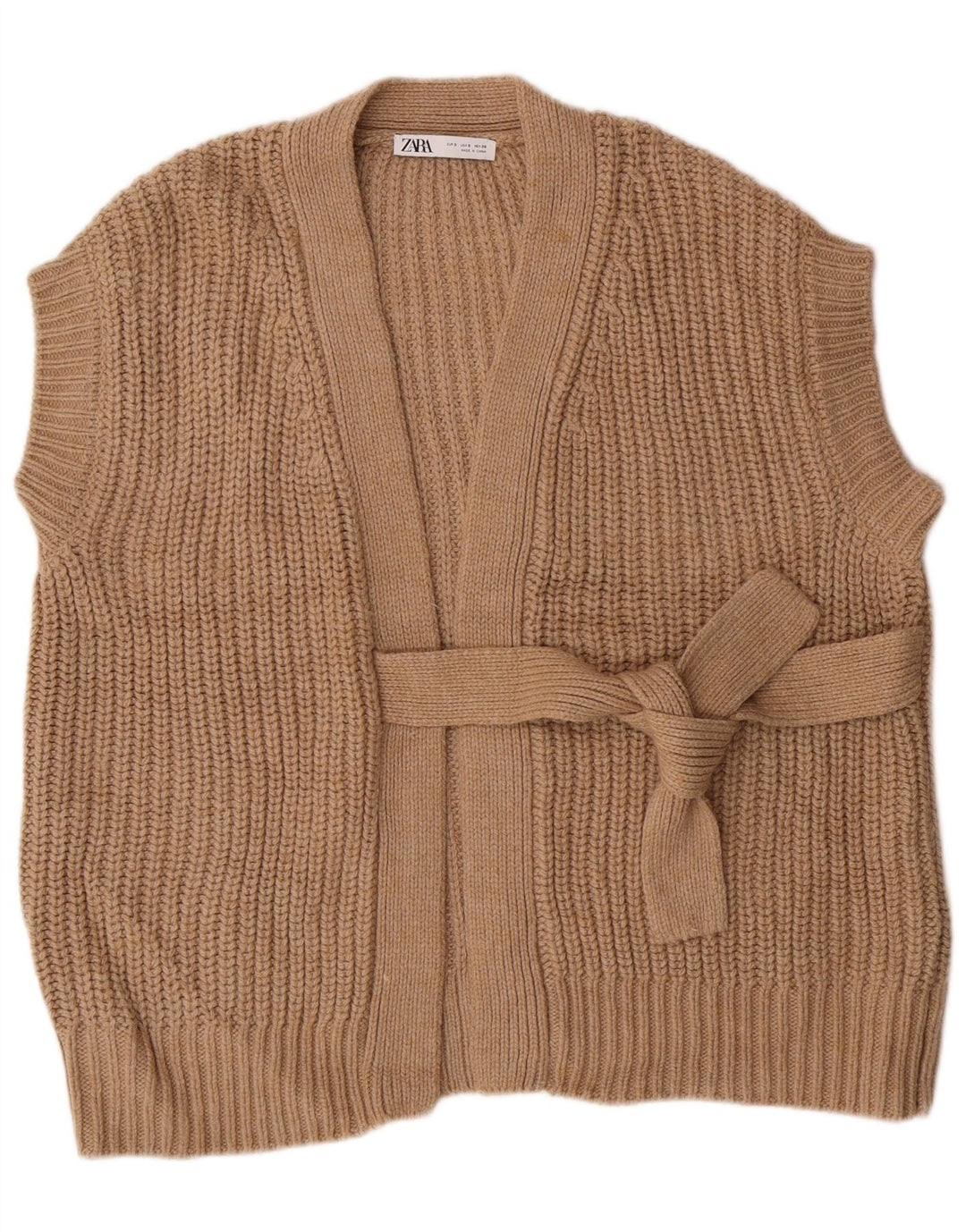 ZARA ženski preveliki džemper bez rukava UK 10 Small Brown