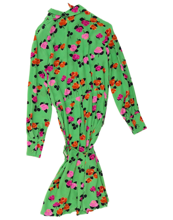 Vintage ženska košulja dugih rukava UK 10 Mala zelena cvjetna haljina