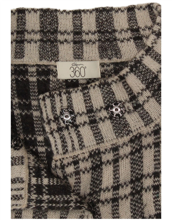 Vintage ženski kardigan pulover s 3/4 rukava UK 12 srednje plavi karirani