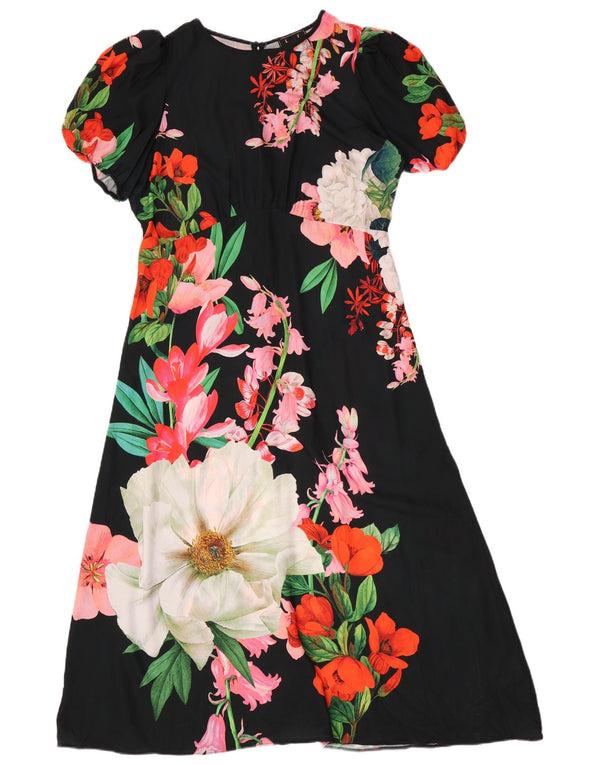 Lipsy Womens Maxi Dress UK 16 Large  Black Floral Polyester