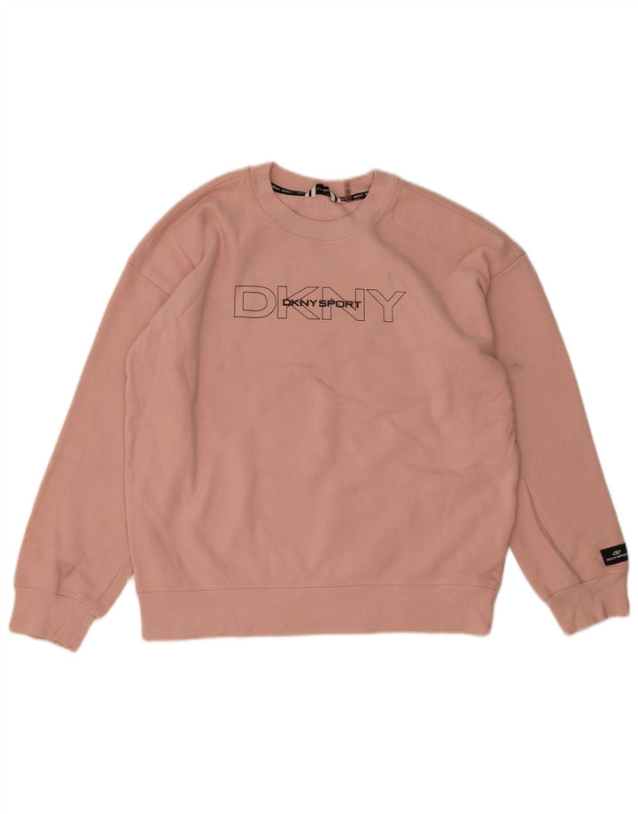 Dkny Ženska prekomjerna trenirka s grafičkim motivima UK 14 Srednje ružičasti pamuk
