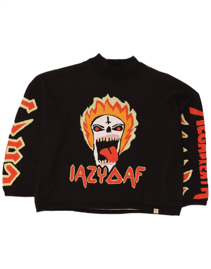 LAZY OAF muški pulover s velikim ovratnikom s lubanjom XL, crni pamuk