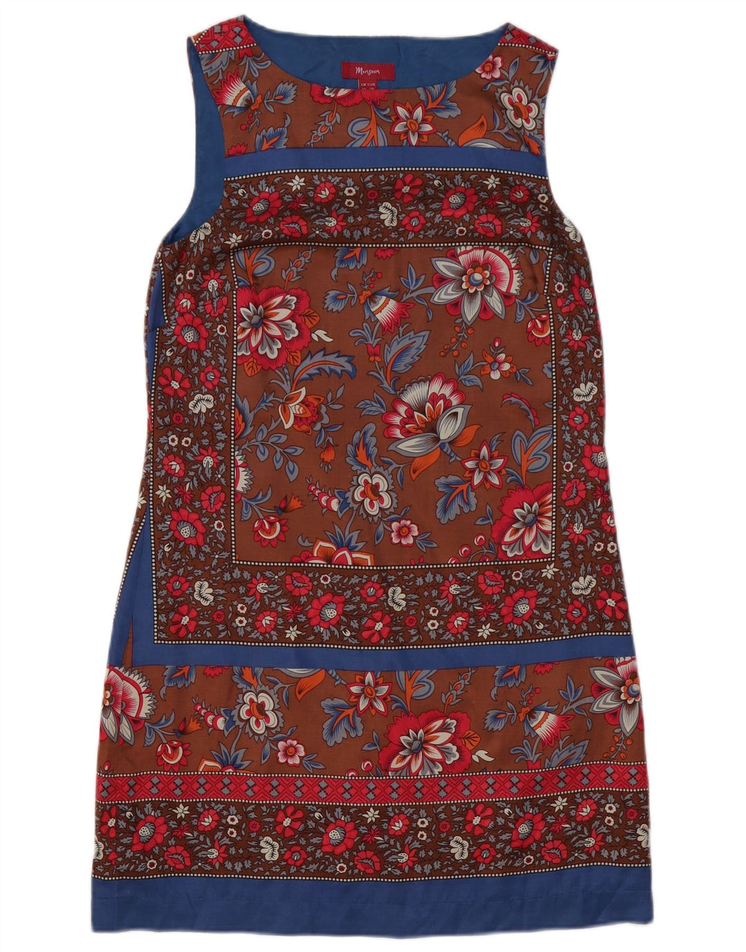 MONSOON ženska haljina bez rukava UK 10 Mala smeđa cvjetna poliester