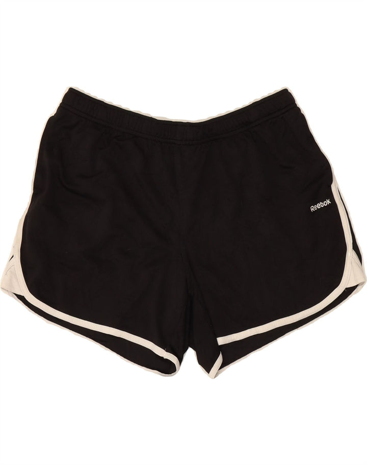 REEBOK Womens Sport Shorts UK 14 Large Black Colourblock Polyester Vintage Reebok and Second-Hand Reebok from Messina Hembry 