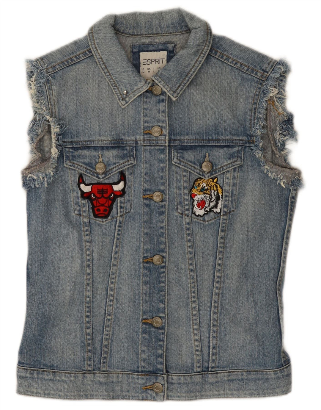 ESPRIT Ženska Chicago Bulls Graphic Denim Gilet UK 12 Srednje plavi pamuk