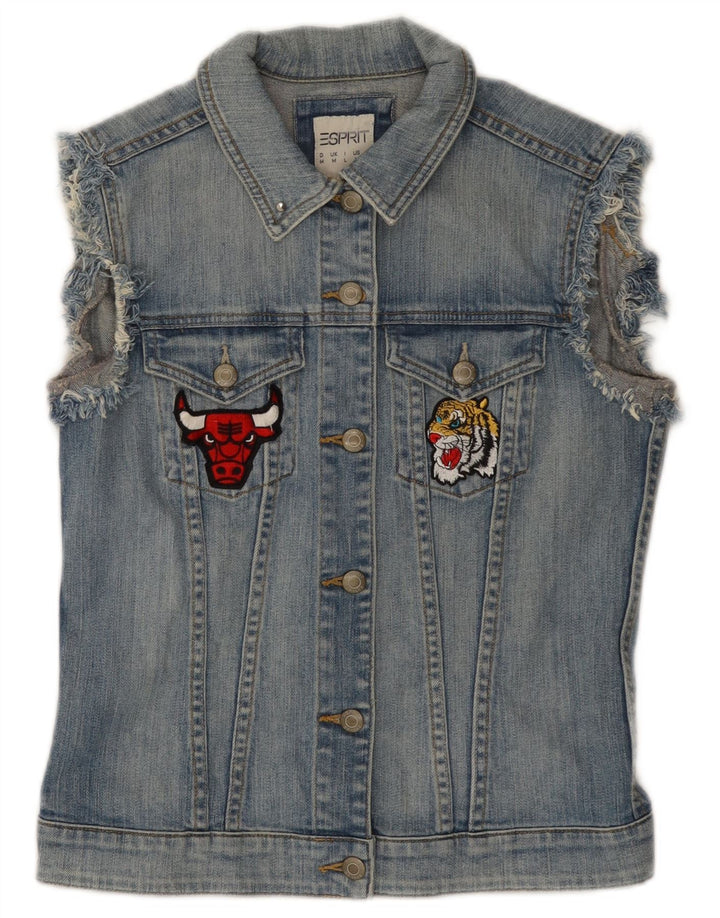 ESPRIT Ženska Chicago Bulls Graphic Denim Gilet UK 12 Srednje plavi pamuk