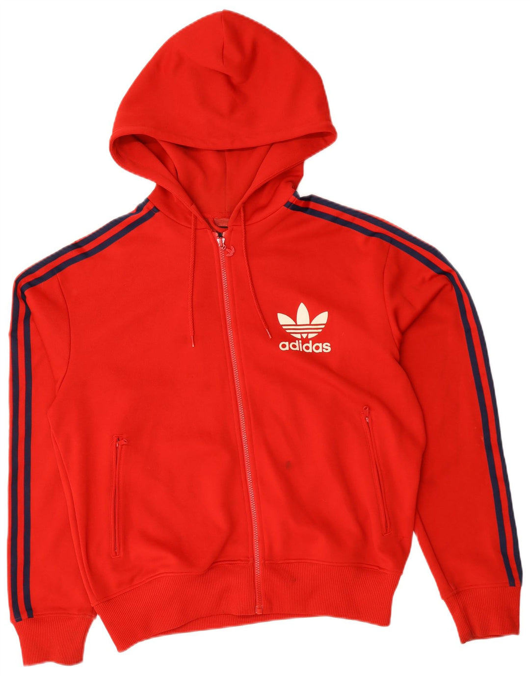 Adidas muški pulover s kapuljačom na patentni zatvarač veliki crveni poliester