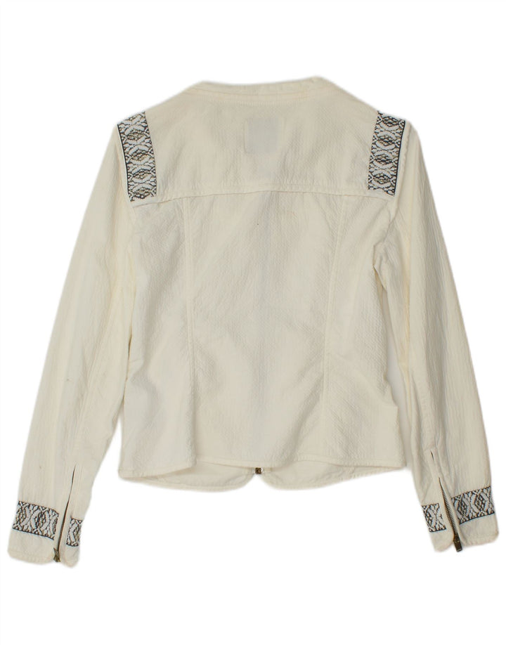 ZARA ženska kratka prevelika bomber jakna UK 10 mala sivobijela geometrijska