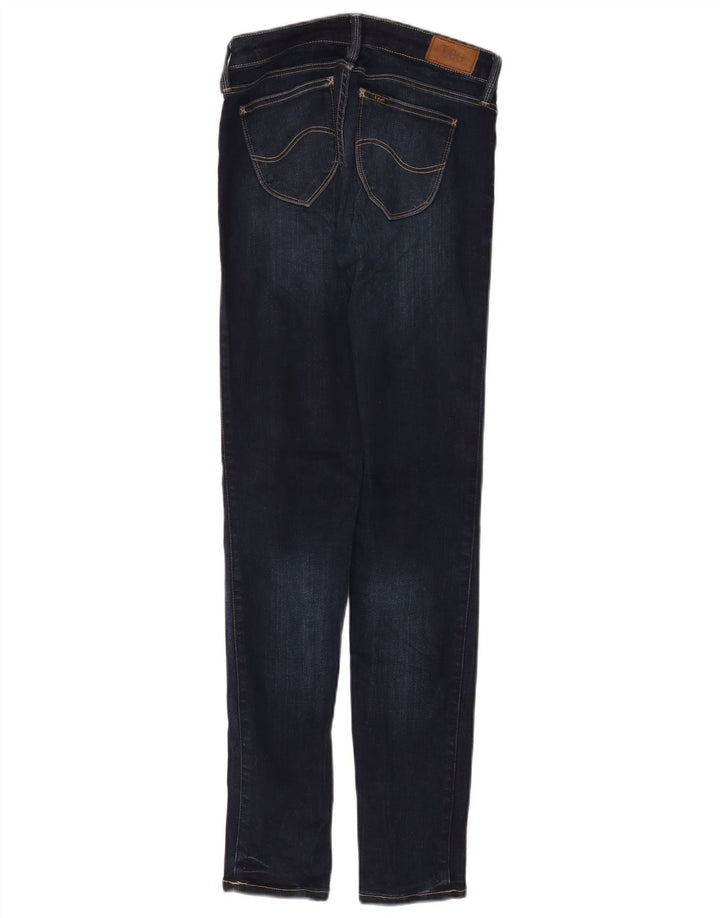 LEE Ženske niske uske traperice Scarlett W27 L33 tamnoplavi pamuk