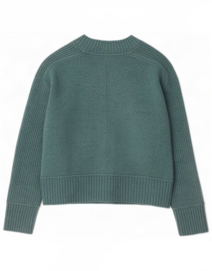 Bijeli ženski kratki kardigan pulover UK 10 Small Blue