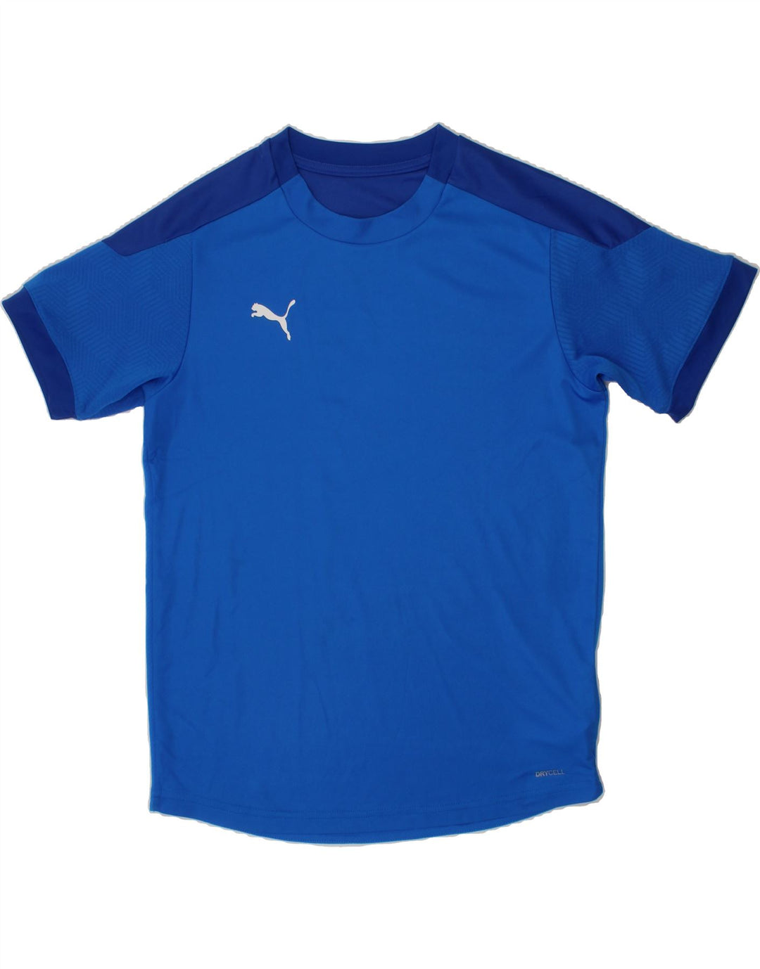PUMA Boys T-Shirt Top 11-12 Years Blue Colourblock Polyester Vintage Puma and Second-Hand Puma from Messina Hembry 