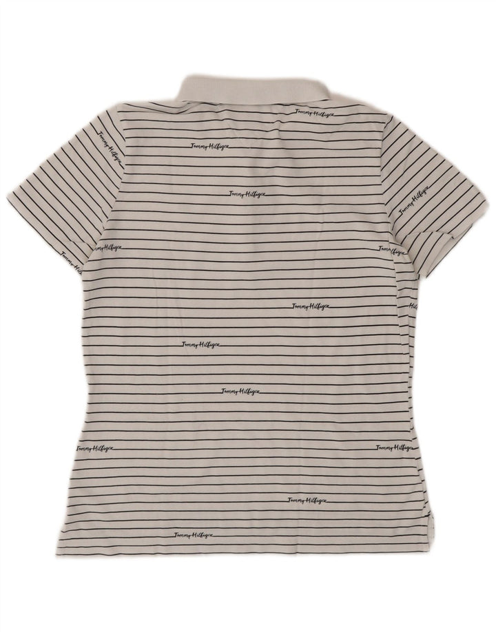 TOMMY HILFIGER Ženska grafička polo majica UK 14 srednje bijele pruge