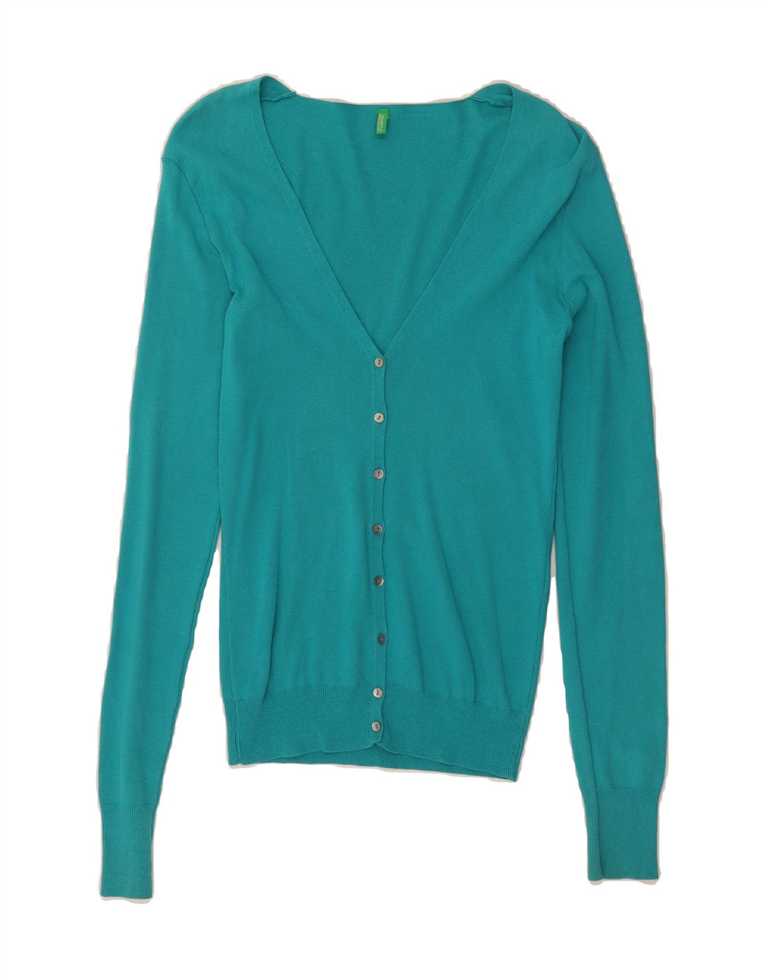 BENETTON Womens Cardigan Sweater UK 12 Medium Blue Cotton Vintage Benetton and Second-Hand Benetton from Messina Hembry 