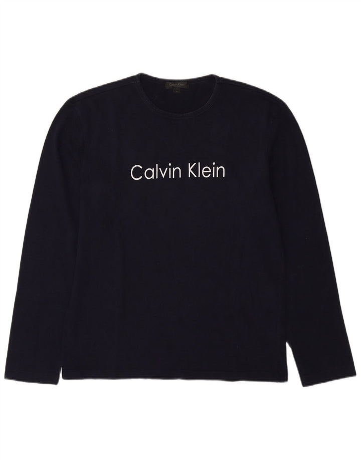 Calvin Klein muška majica dugih rukava s grafikama, srednje tamnoplavi pamuk