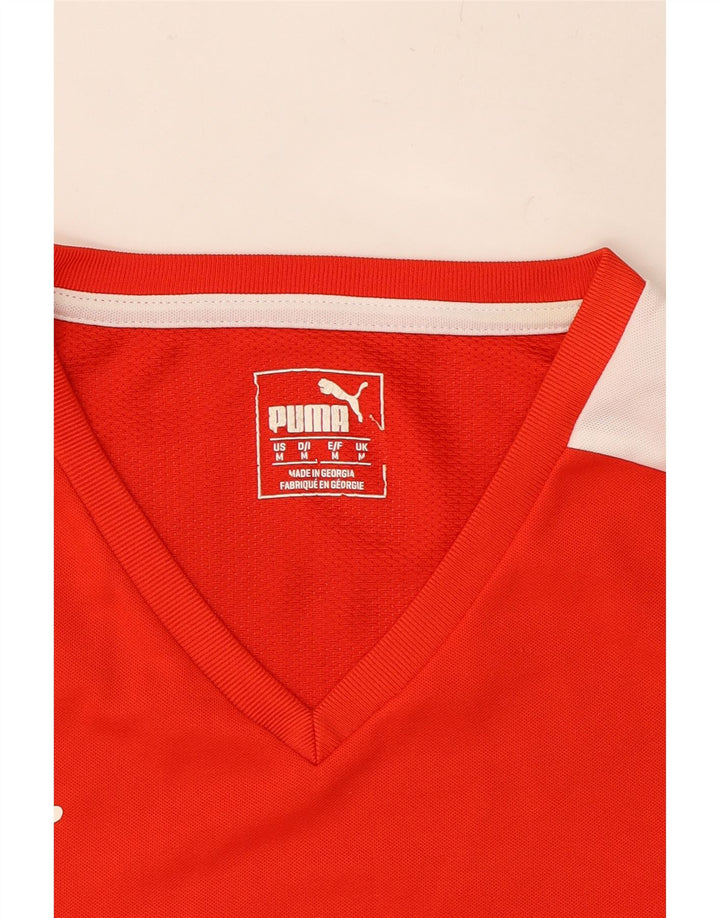 PUMA Mens Graphic T-Shirt Top Medium Red Colourblock Vintage Puma and Second-Hand Puma from Messina Hembry 