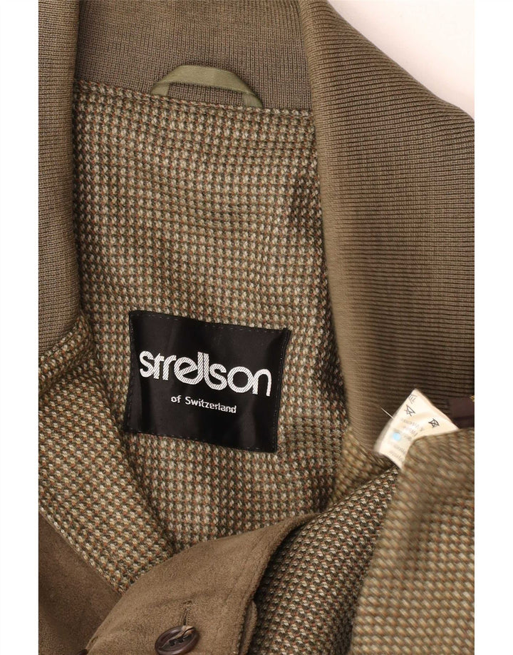 Strellson Mens Bomber Jacket UK 38 Medium Khaki Polyester