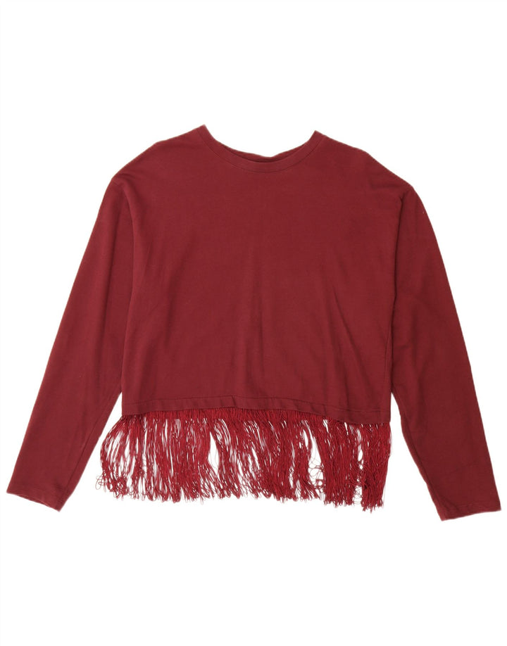 ZARA ženski gornji dio prevelike bluze UK 10 Small Burgundy Pamuk