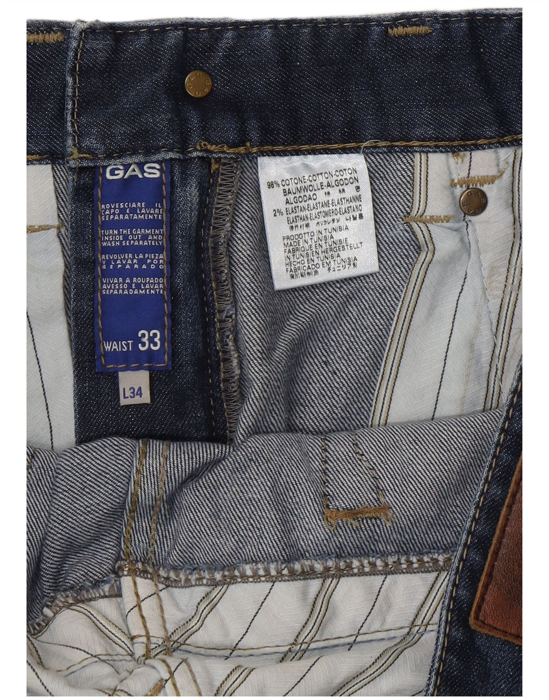 Muške traperice Gas Bootcut W33 L34 Plavi pamuk